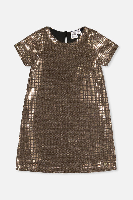 Short Sleeve A Line Dress Beige-0