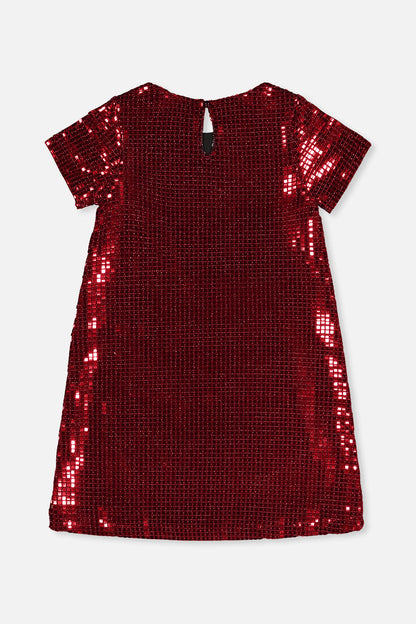 Short Sleeve A Line Dress Red-4