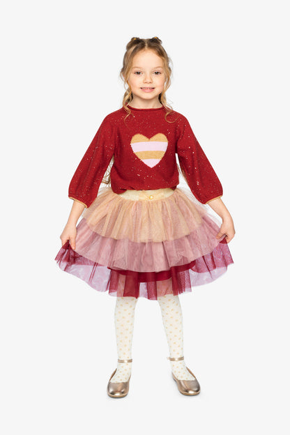 3/4 Sleeve Knitted Sweater Red-4