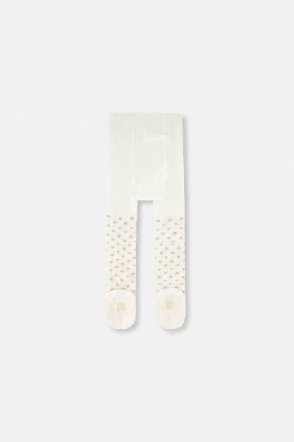 Baby Knit Heart Tights Off-White-1