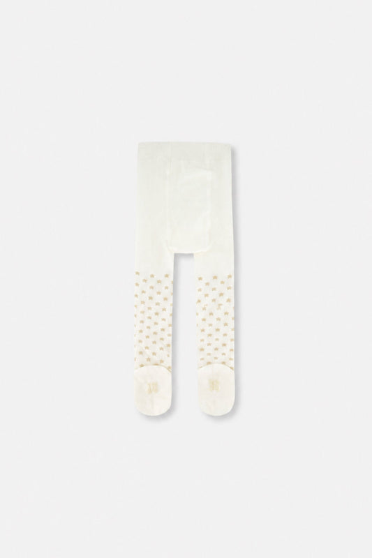 Baby Knit Heart Tights Off-White-1