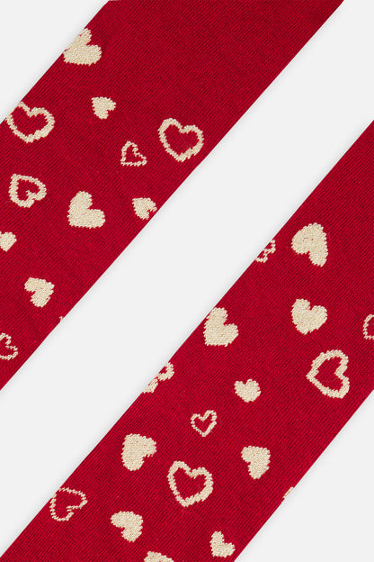 Baby Knit Heart Tights Red-2