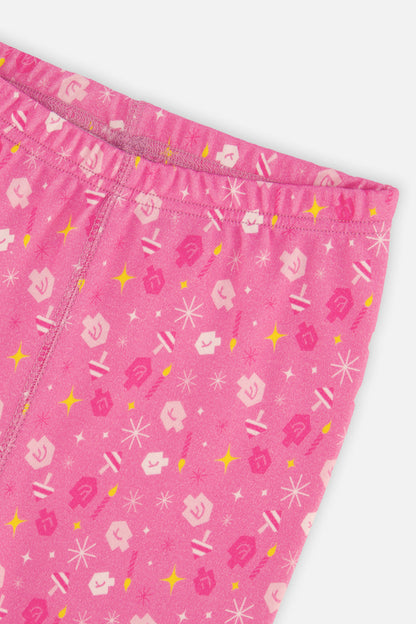 Organic Cotton Two Piece Pajama Set Pink Hanukkah Print-3