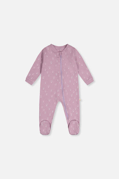 Baby Organic Cotton One Piece Pajama Purple Floral Print-0