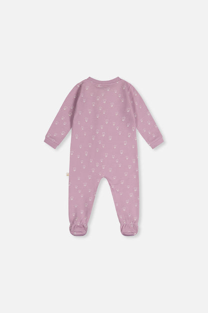 Baby Organic Cotton One Piece Pajama Purple Floral Print-1