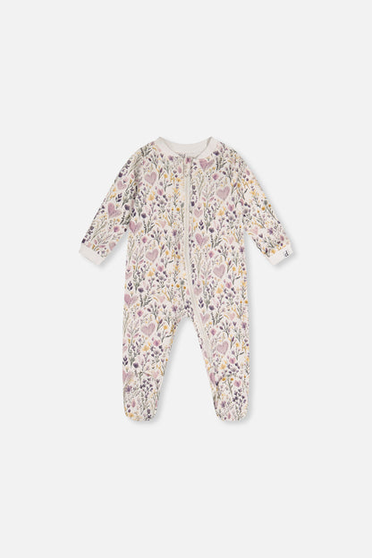 Baby Organic Cotton One Piece Pajama Beige Heart Print-0