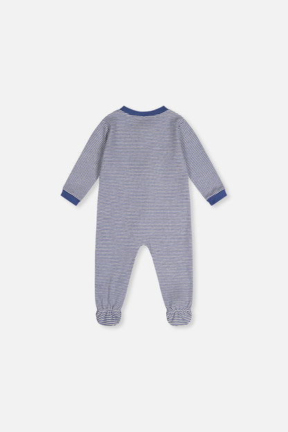 Baby Organic Cotton One Piece Pajama Blue Stripe Print-1