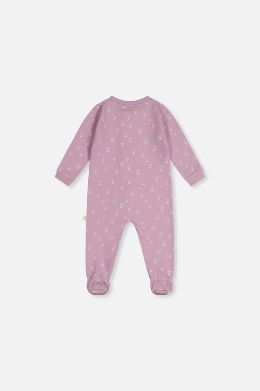 Baby Organic Cotton One Piece Pajama Purple Floral Print-1