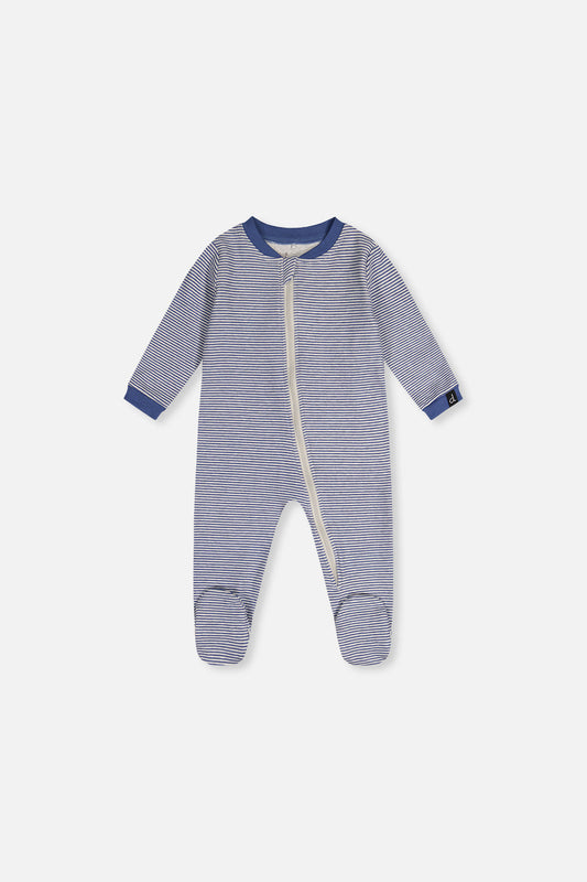 Baby Organic Cotton One Piece Pajama Blue Stripe Print-0