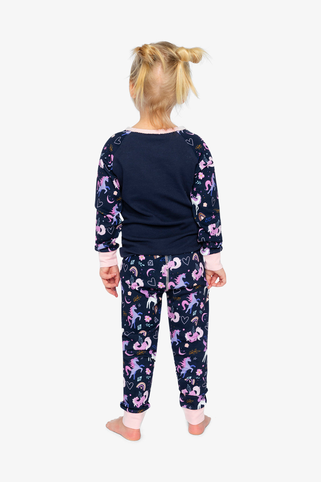 Organic Cotton Two Piece Pajama Set Purple Unicorn Print-3