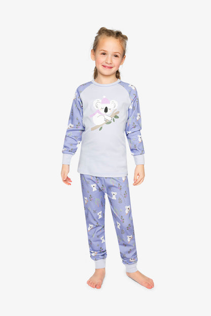 Organic Cotton Two Piece Pajama Set Purple Koala Print-1