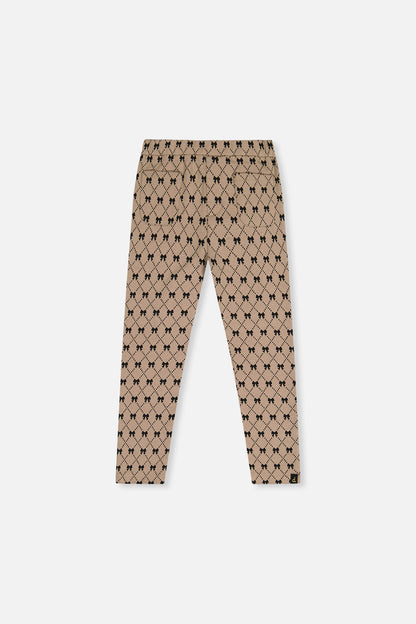 Treggings Beige Bow Tie Print-0