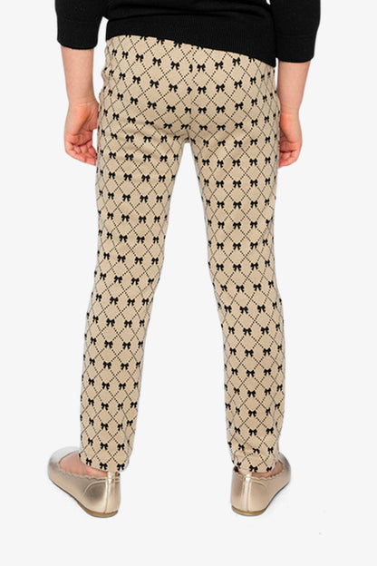 Treggings Beige Bow Tie Print-3