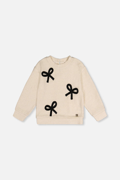Sweatshirt With Bows Beige And Black-0