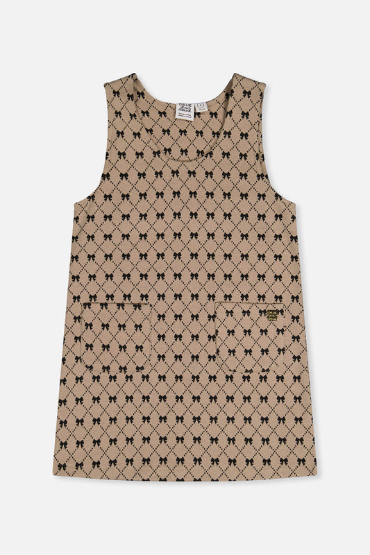 Jumper Beige Bow Tie Print-0