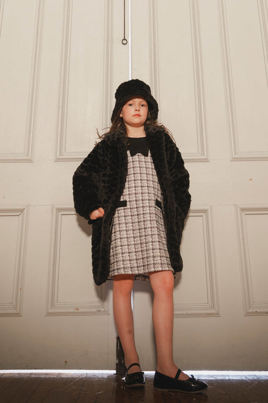 Faux Fur Long Coat Black-1