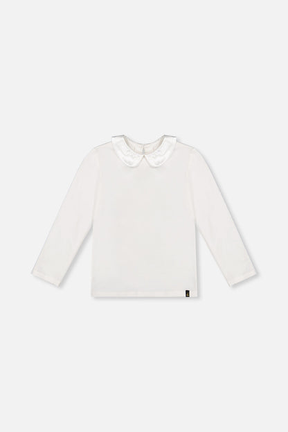 Organic Cotton T-Shirt With Peter Pan Collar Off-White-0
