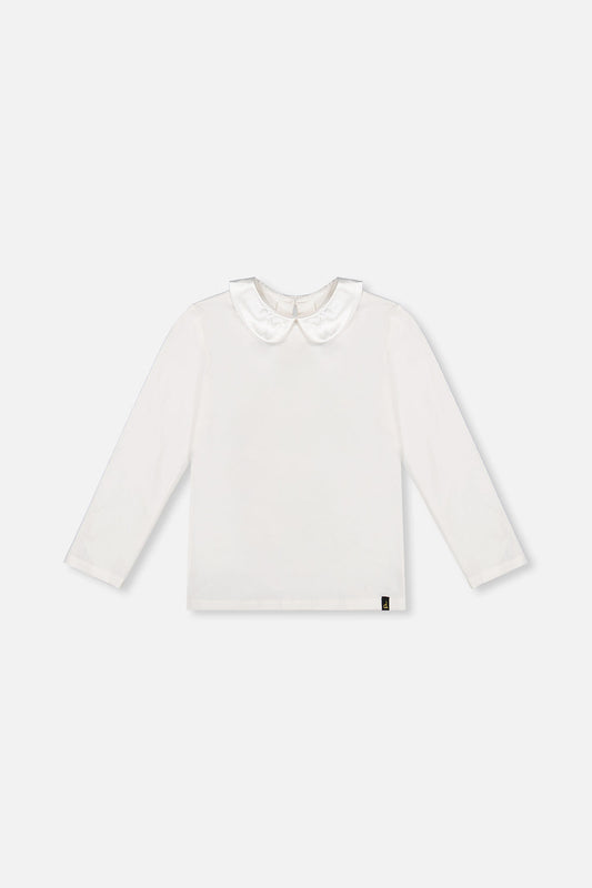 Organic Cotton T-Shirt With Peter Pan Collar Off-White-0