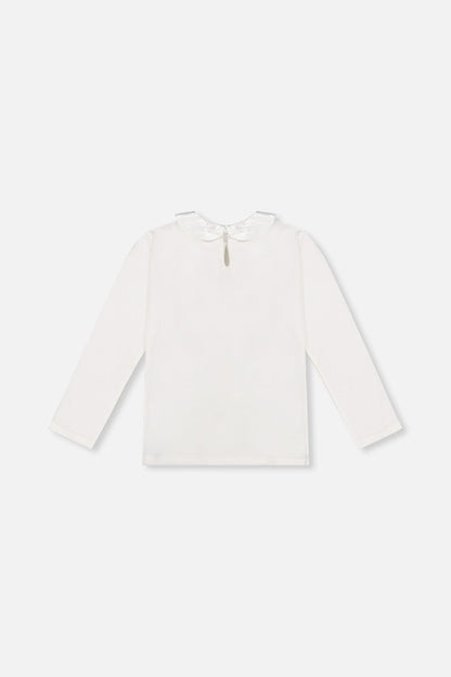 Organic Cotton T-Shirt With Peter Pan Collar Off-White-1