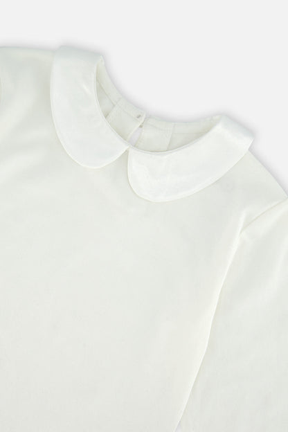 Organic Cotton T-Shirt With Peter Pan Collar Off-White-2