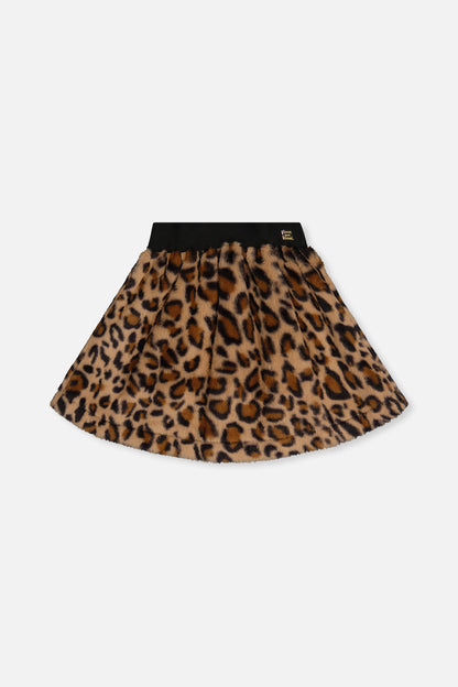 Faux Fur Skirt Brown Leopard Print-0