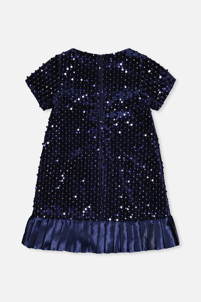 Short Sleeve A-Line Dress Dark Blue-4