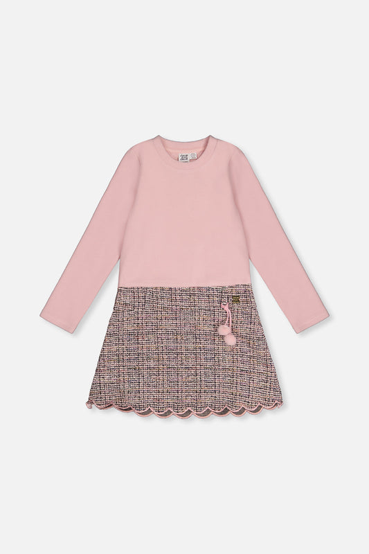 Bi-Material Dress Pink And Black Knit-0
