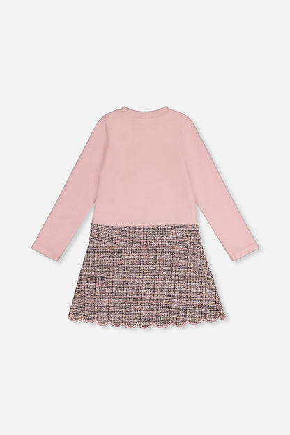 Bi-Material Dress Pink And Black Knit-4