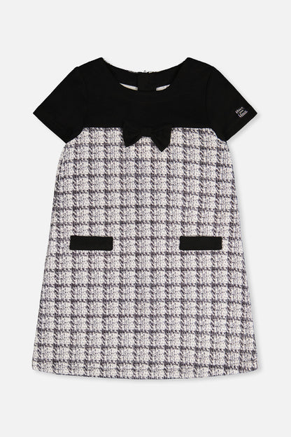 Sleeveless Knitwear A-Line Dress Black And White-0