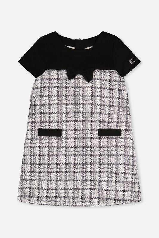 Sleeveless Knitwear A-Line Dress Black And White-0
