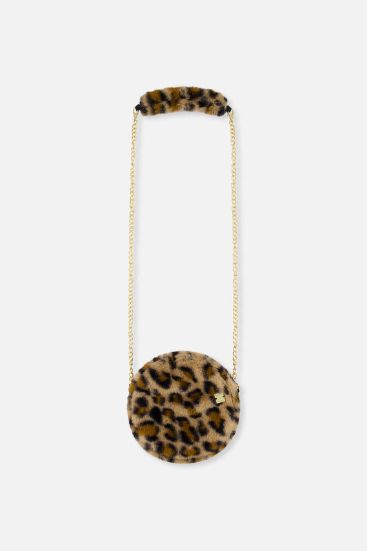 Faux Fur Shoulder Bag Brown Leopard Print-0
