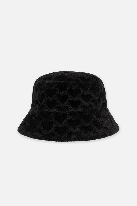 Faux Fur Bucket Hat Black-1