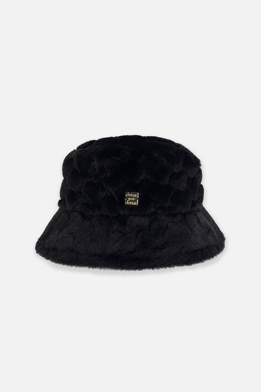 Faux Fur Bucket Hat Black-0
