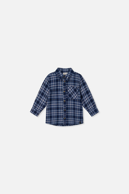 Baby Plaid Shirt Blue And White-0
