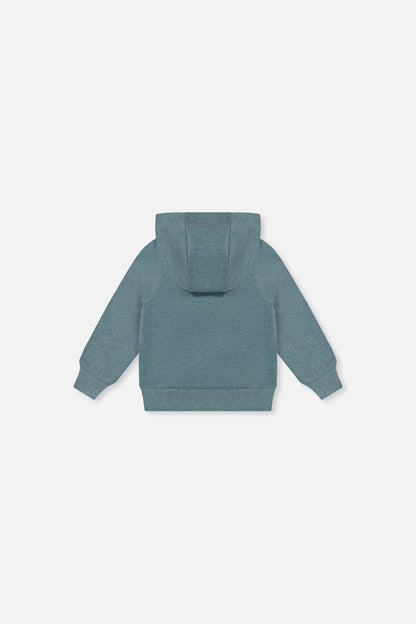 Baby Hoodie With Screenprint Pale Turquoise-1