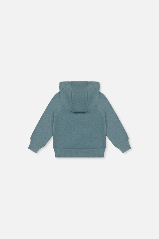 Baby Hoodie With Screenprint Pale Turquoise-1