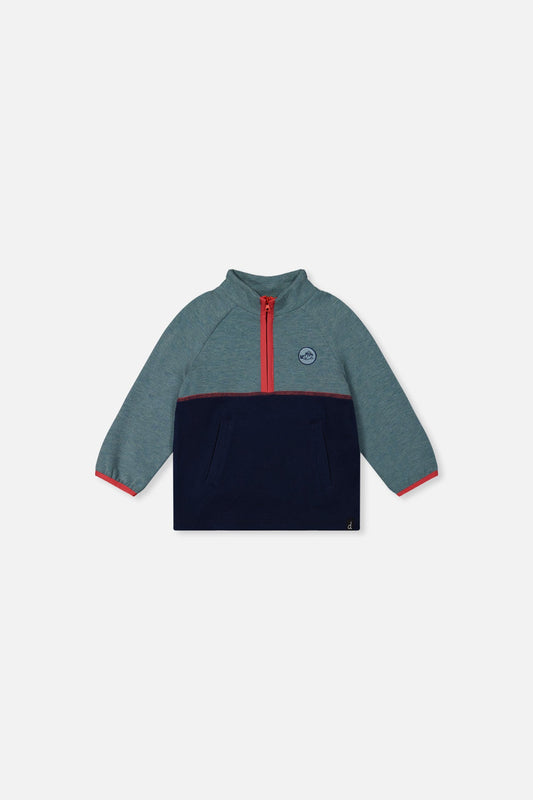 Baby Zip Mock Neck Top Pale Turquoise-0