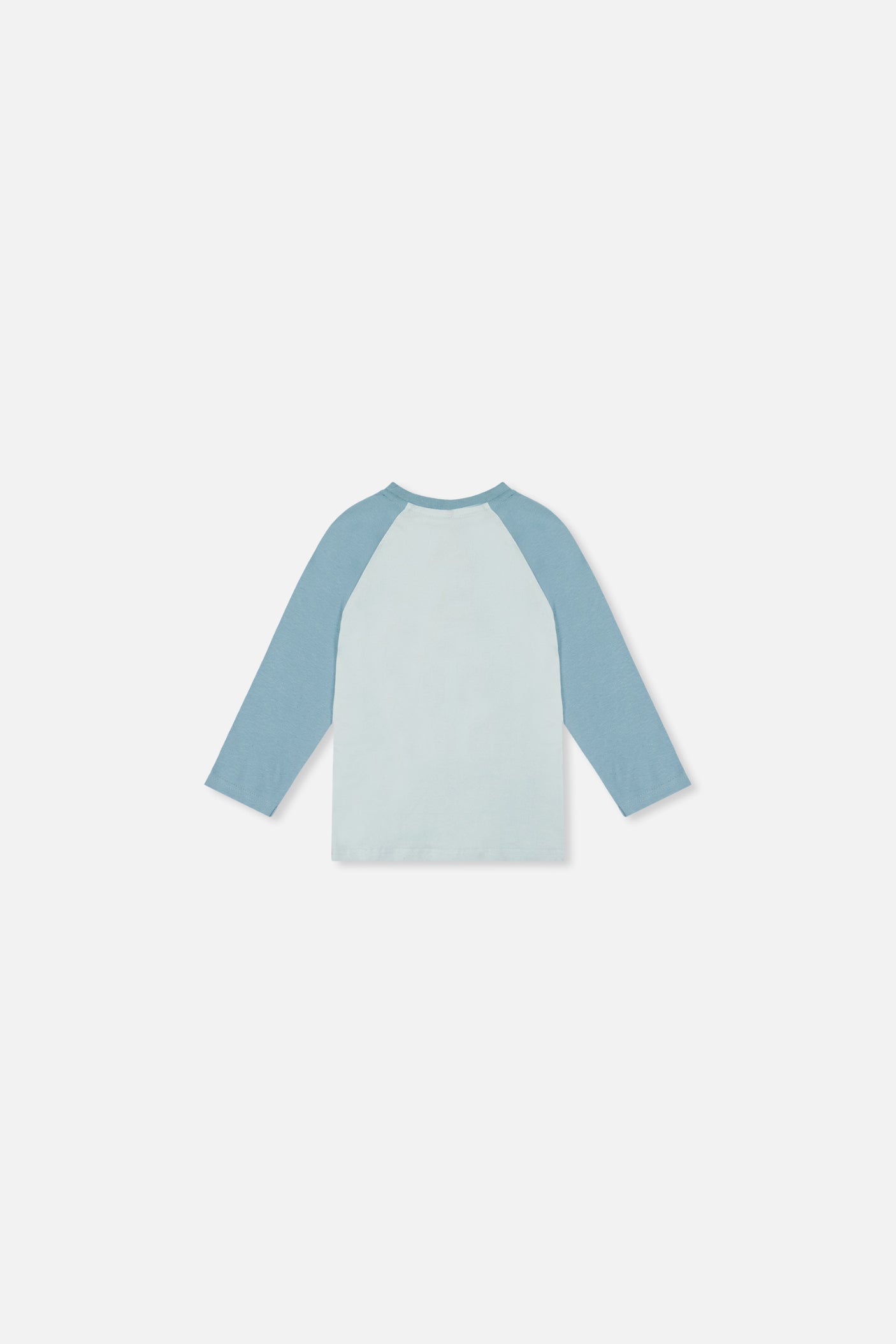 Baby Long Sleeve Raglan Organic Cotton T-Shirt Very Pale Turquoise-2