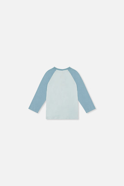 Baby Long Sleeve Raglan Organic Cotton T-Shirt Very Pale Turquoise-2