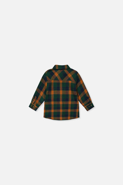 Baby Plaid Shirt Orange, Blue And Green-2