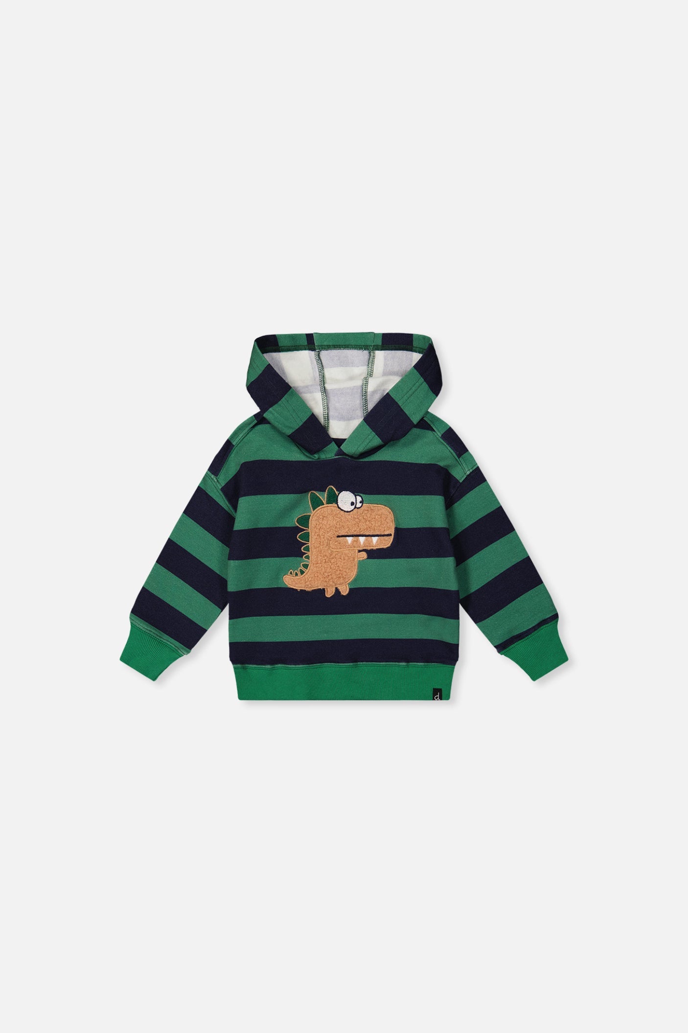 Baby Fleece Hoodie With Appliqué Blue Striped Green-0