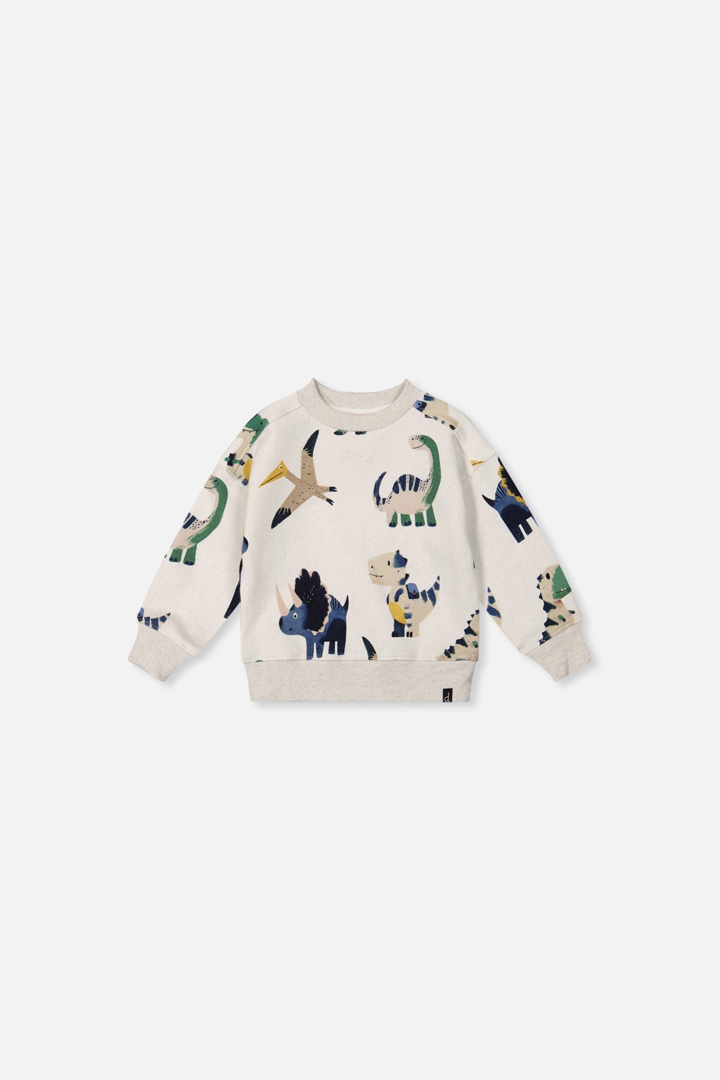 Baby Fleece Sweatshirt Beige Dinosaur Print-0