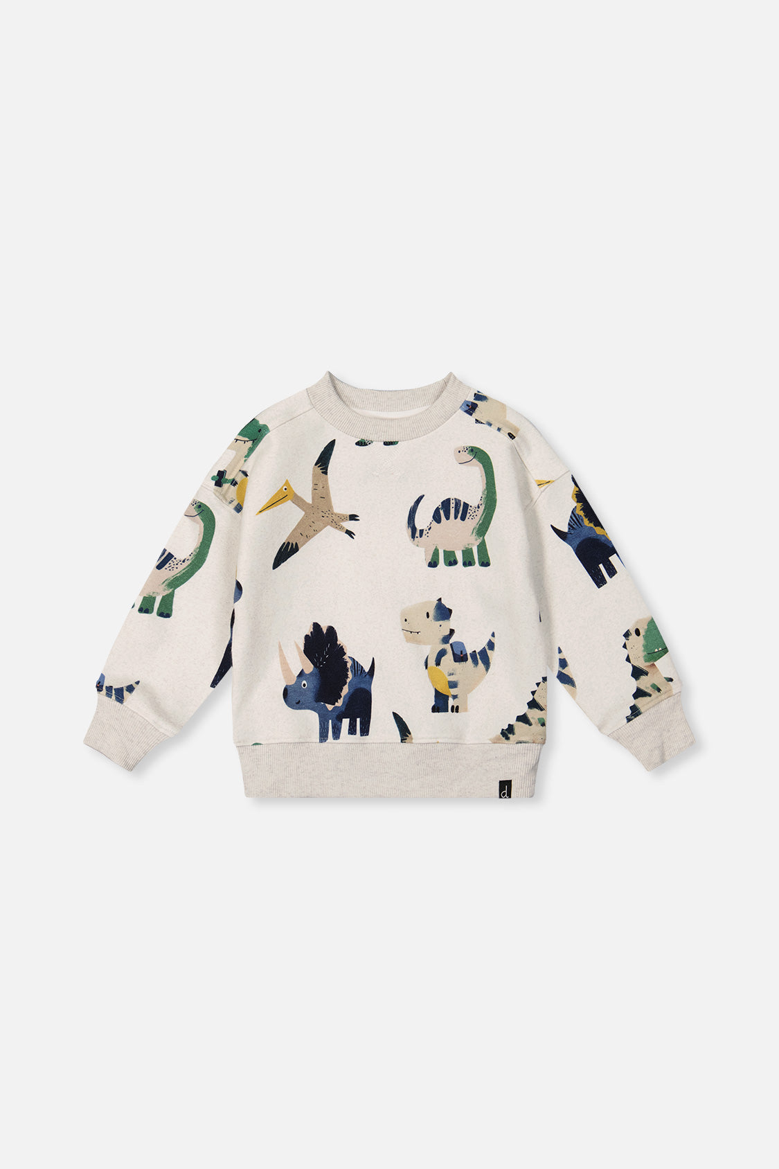 Fleece Sweatshirt Beige Dinosaur Print-0