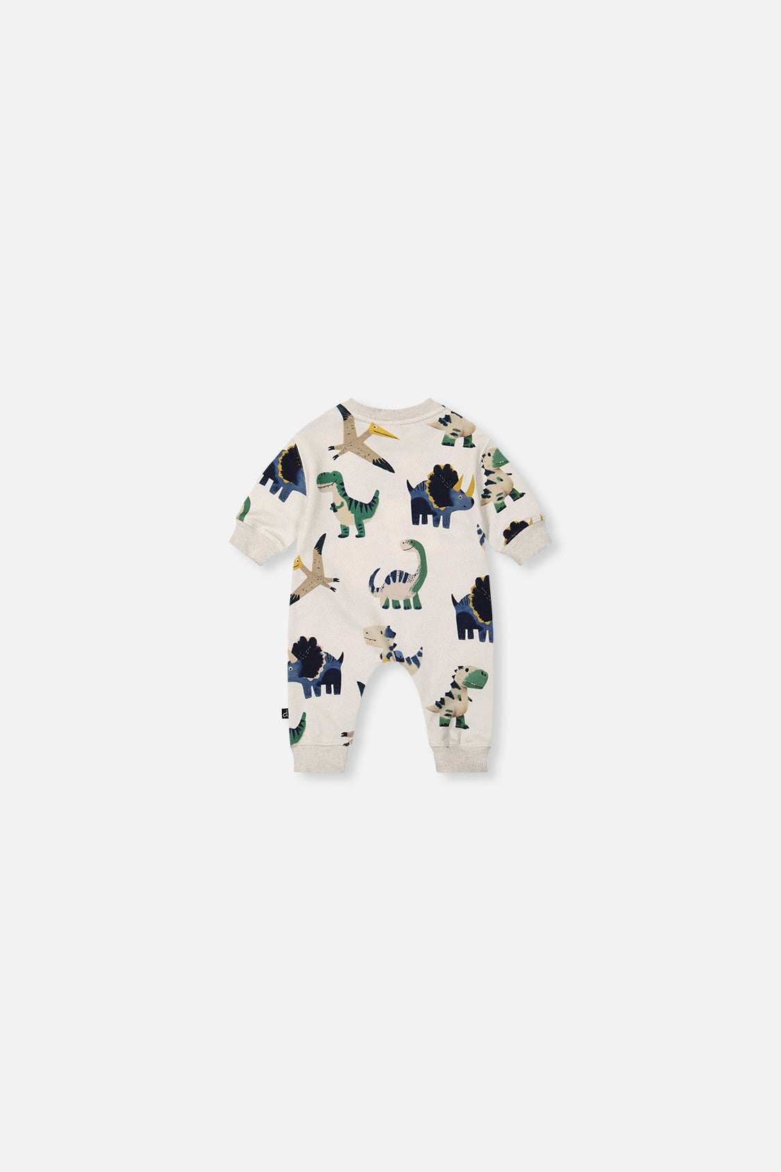 Baby Fleece Jumpsuit Beige Dinosaur Print-1