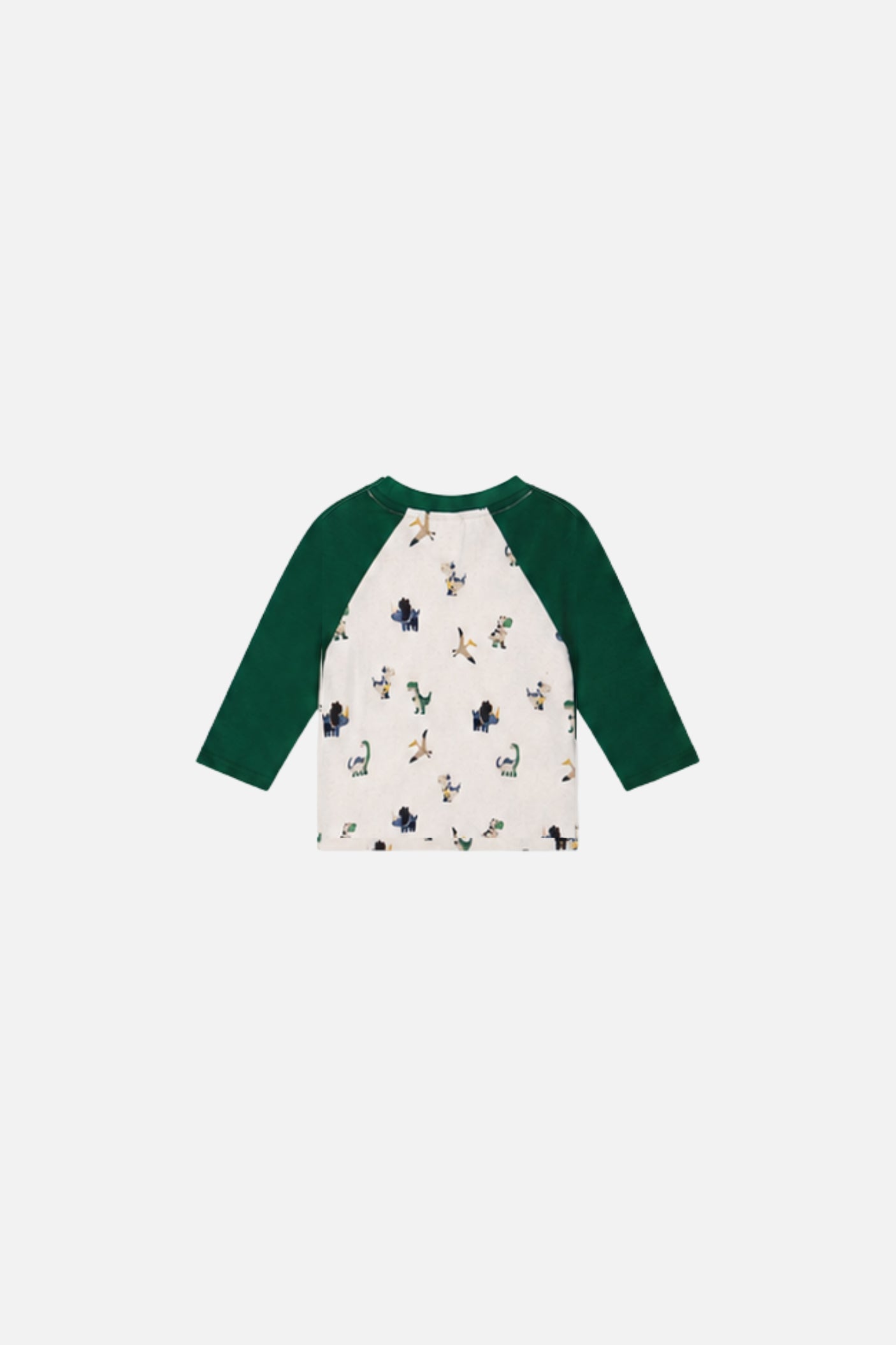 Baby Long Sleeve Raglan T-Shirt Beige Dinosaur Print-2
