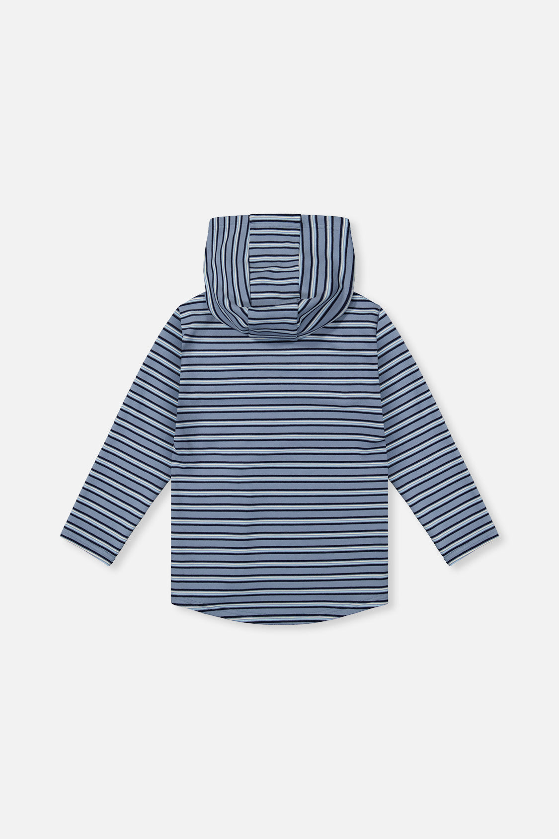 Striped Brushed Jersey Hooded T-Shirt Blue And White-4