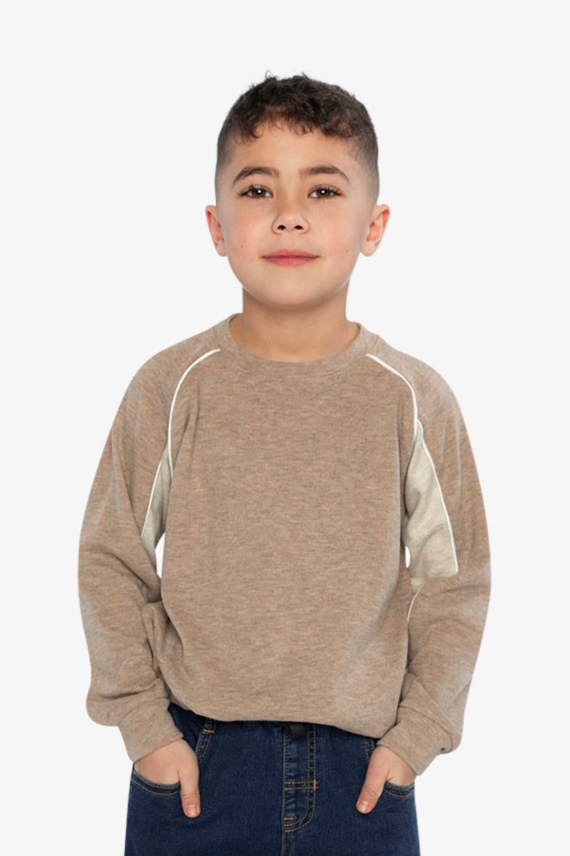 Brushed Jersey Top With Raglan Sleeves Taupe-1