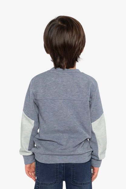 Colorblock Brushed Jersey Top With Chest Pocket Blue-Grey-3