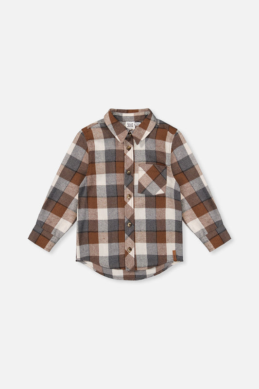 Flannel Shirt Grey And Beige Plaid-0