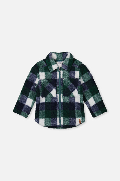Zipped Overshirt Blue And Green Checks-0